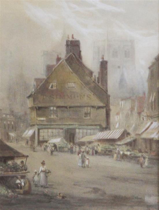 Myles Birket Foster (1825-1899) Market Place, St. Albans 5.5 x 4in.